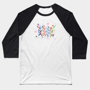 Colorful painting of vibrant plants and splashes Baseball T-Shirt